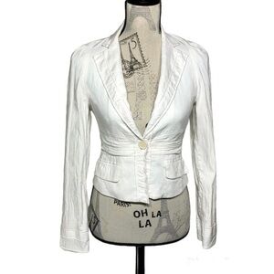 Bcbgmaxazria XS 75% linen off white blazer